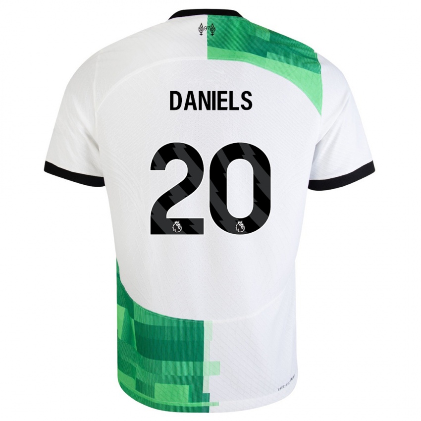 Hombre Camiseta Yana Daniels #20 Blanco Verde 2ª Equipación 2023/24 La Camisa Chile