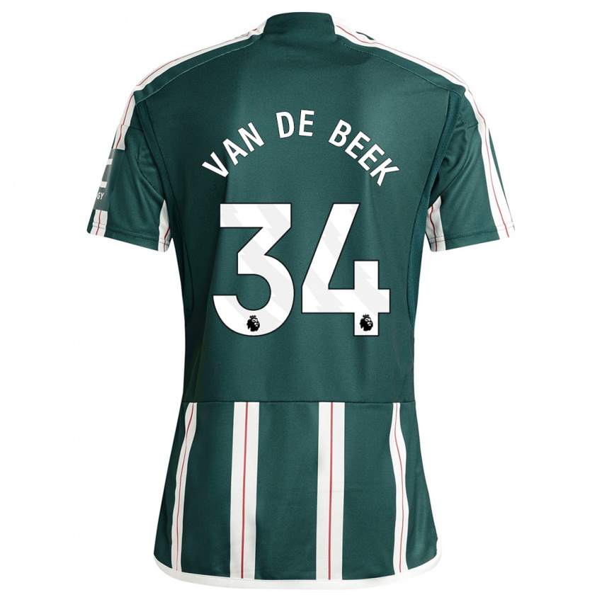 Hombre Camiseta Donny Van De Beek #34 Verde Oscuro 2ª Equipación 2023/24 La Camisa Chile