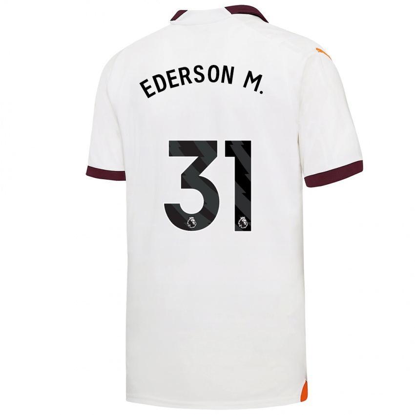 Hombre Camiseta Ederson Moraes #31 Blanco 2ª Equipación 2023/24 La Camisa Chile
