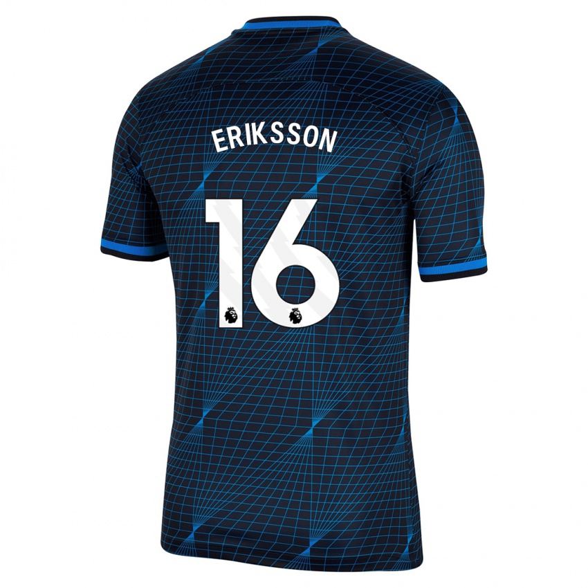 Hombre Camiseta Magdalena Eriksson #16 Azul Oscuro 2ª Equipación 2023/24 La Camisa Chile