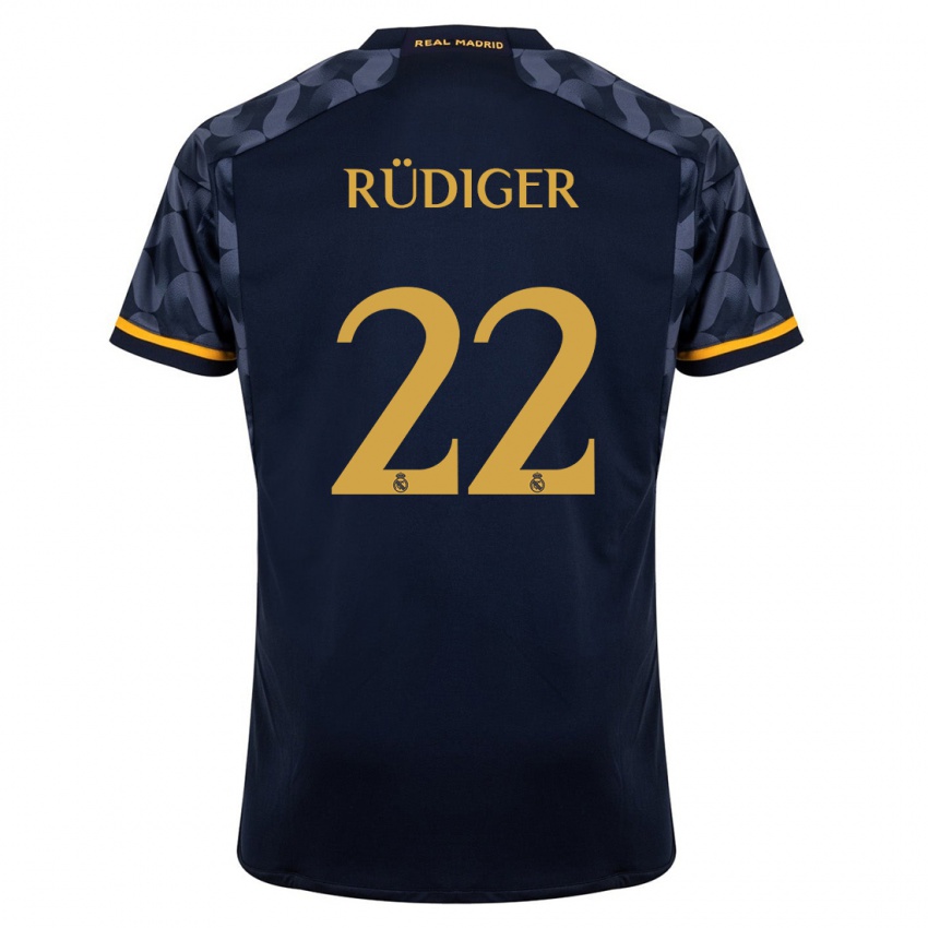 Hombre Camiseta Antonio Rudiger #22 Azul Oscuro 2ª Equipación 2023/24 La Camisa Chile