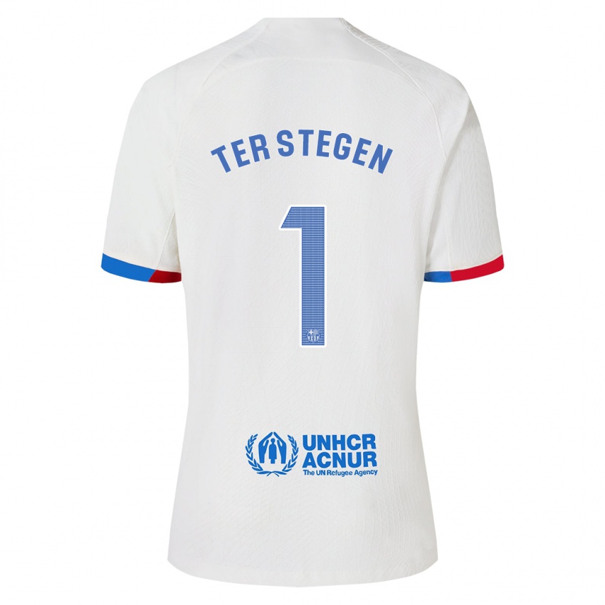 Hombre Camiseta Marc-Andre Ter Stegen #1 Blanco 2ª Equipación 2023/24 La Camisa Chile