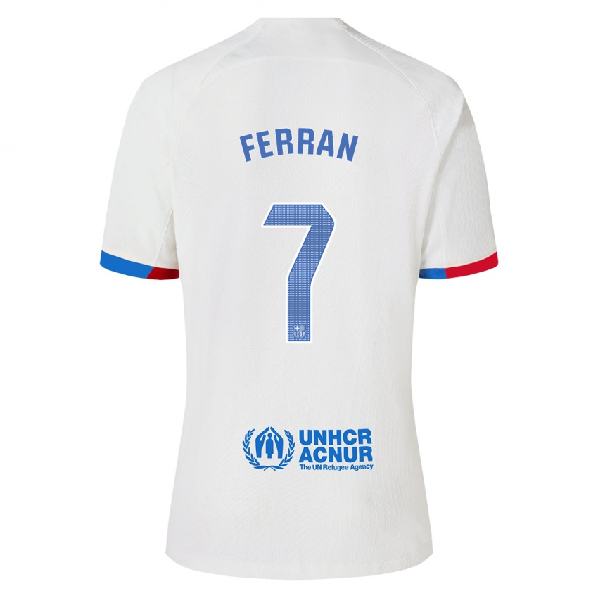 Hombre Camiseta Ferran Torres #7 Blanco 2ª Equipación 2023/24 La Camisa Chile