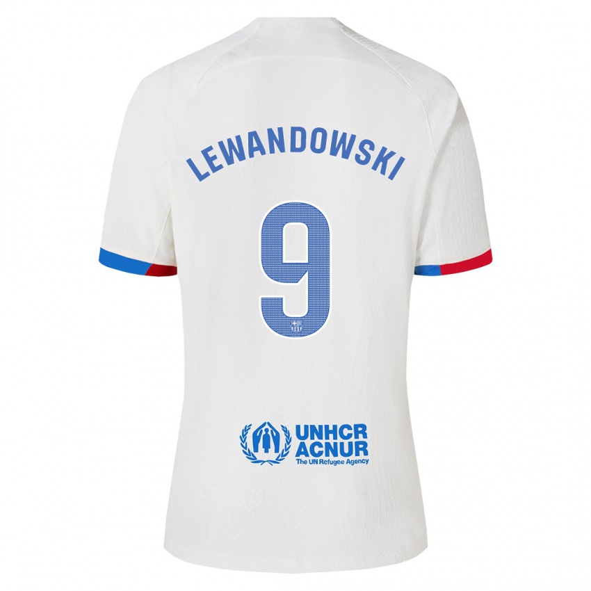 Hombre Camiseta Robert Lewandowski #9 Blanco 2ª Equipación 2023/24 La Camisa Chile