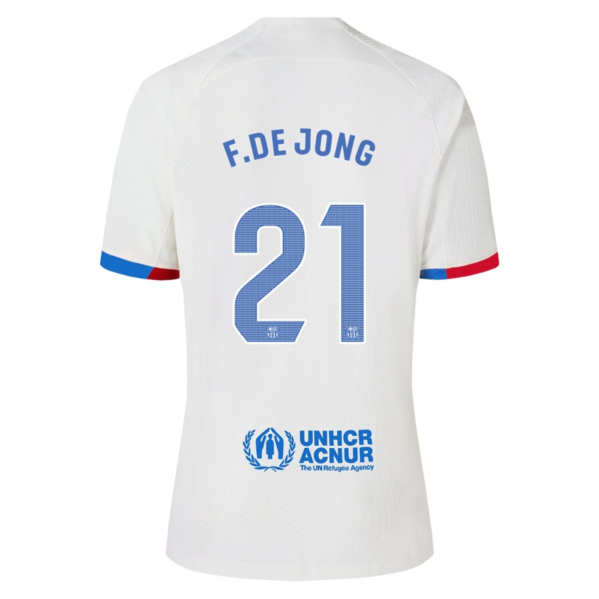 Hombre Camiseta Frenkie De Jong #21 Blanco 2ª Equipación 2023/24 La Camisa Chile