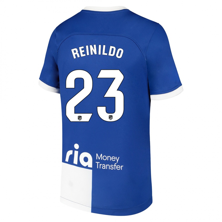 Hombre Camiseta Reinildo Mandava #23 Azul Blanco 2ª Equipación 2023/24 La Camisa Chile