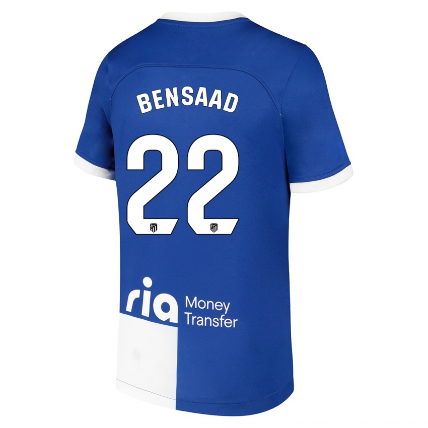 Hombre Camiseta Adnane Bensaad #22 Azul Blanco 2ª Equipación 2023/24 La Camisa Chile