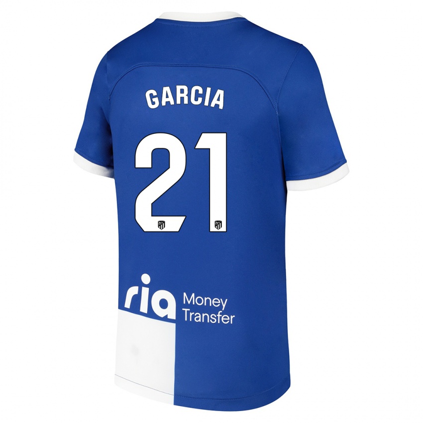 Hombre Camiseta Sheila Garcia #21 Azul Blanco 2ª Equipación 2023/24 La Camisa Chile