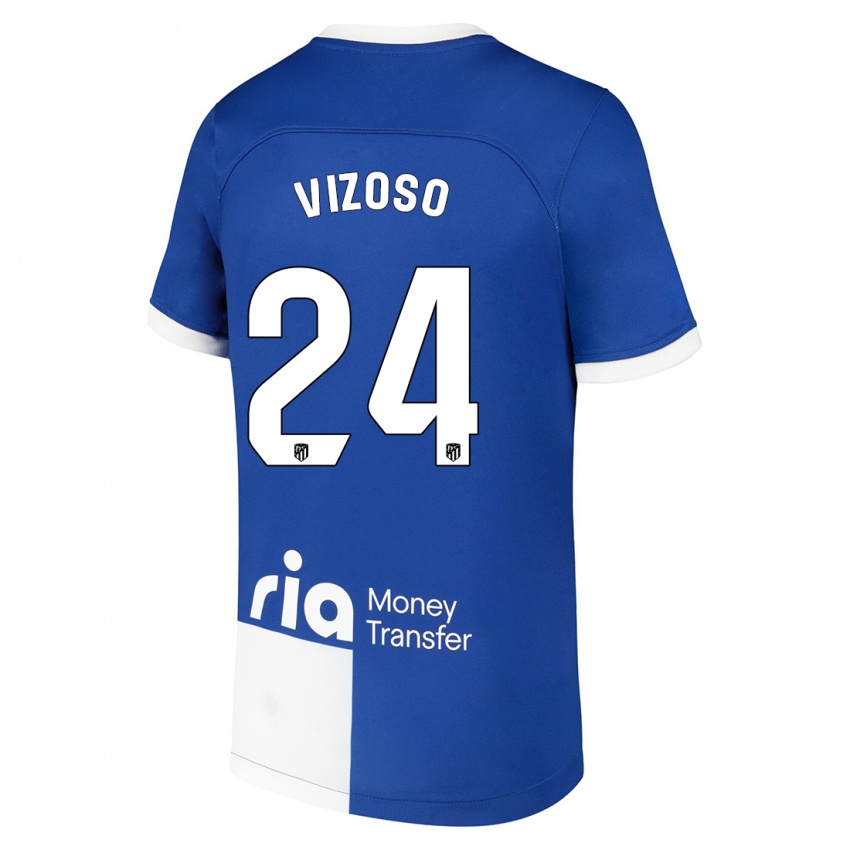 Hombre Camiseta Paula Vizoso #24 Azul Blanco 2ª Equipación 2023/24 La Camisa Chile