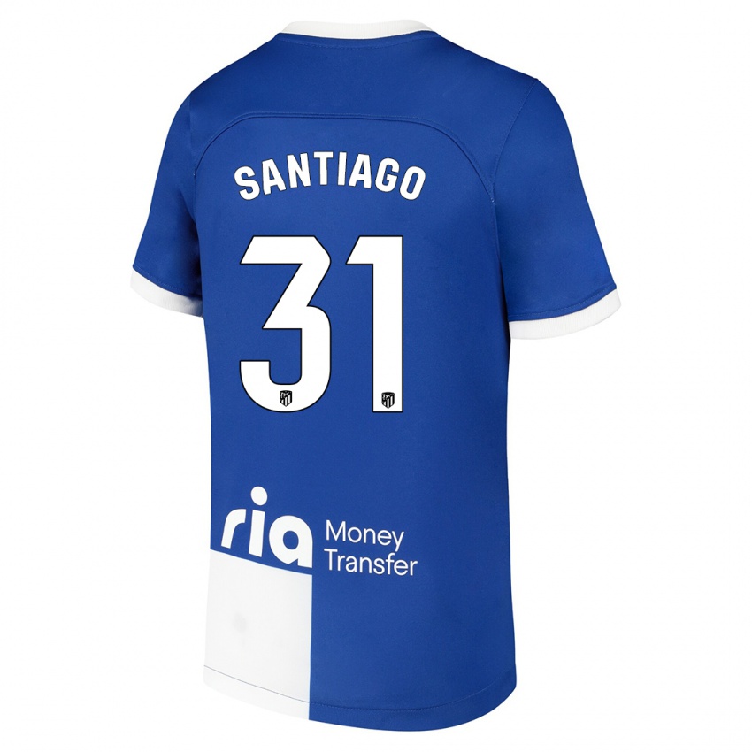 Hombre Camiseta Abraham Santiago #31 Azul Blanco 2ª Equipación 2023/24 La Camisa Chile