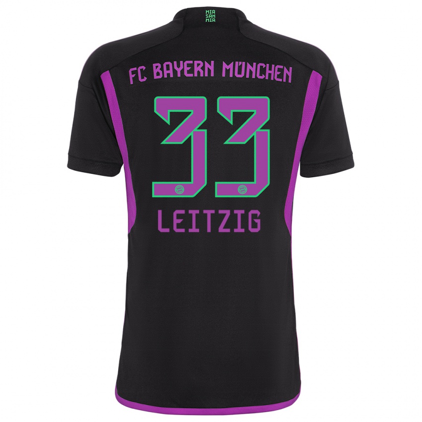 Hombre Camiseta Janina Leitzig #33 Negro 2ª Equipación 2023/24 La Camisa Chile