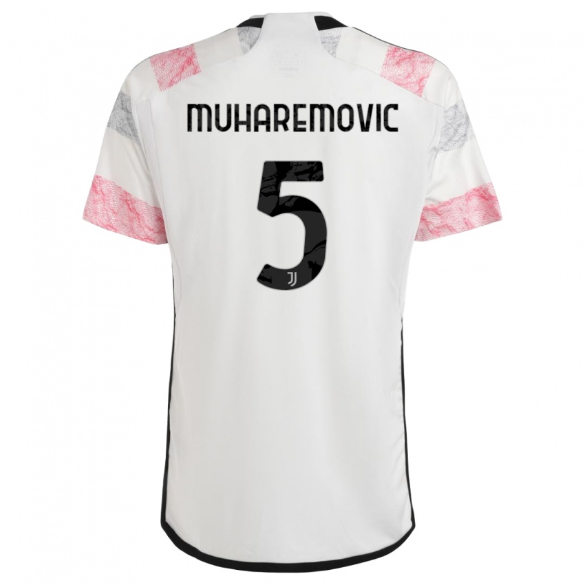 Hombre Camiseta Tarik Muharemovic #5 Blanco Rosa 2ª Equipación 2023/24 La Camisa Chile