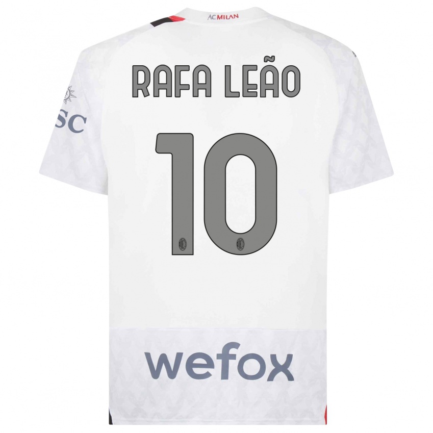 Hombre Camiseta Rafael Leao #10 Blanco 2ª Equipación 2023/24 La Camisa Chile