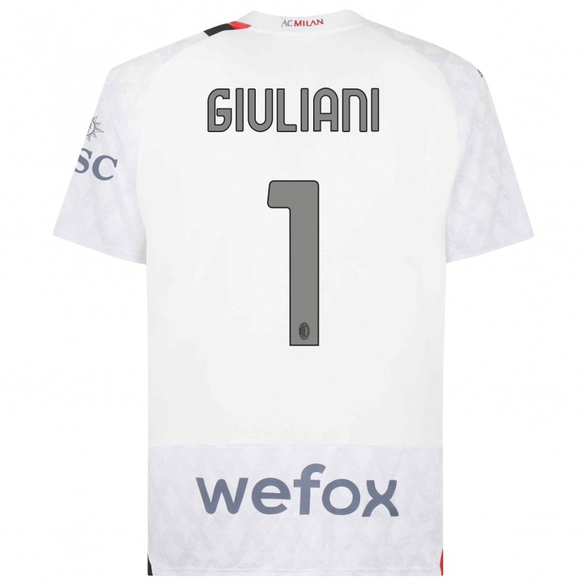 Hombre Camiseta Laura Giuliani #1 Blanco 2ª Equipación 2023/24 La Camisa Chile