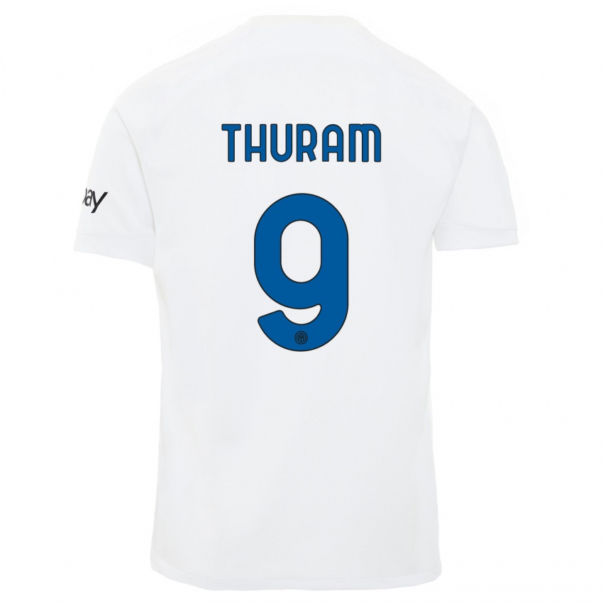 Hombre Camiseta Marcus Thuram #9 Blanco 2ª Equipación 2023/24 La Camisa Chile