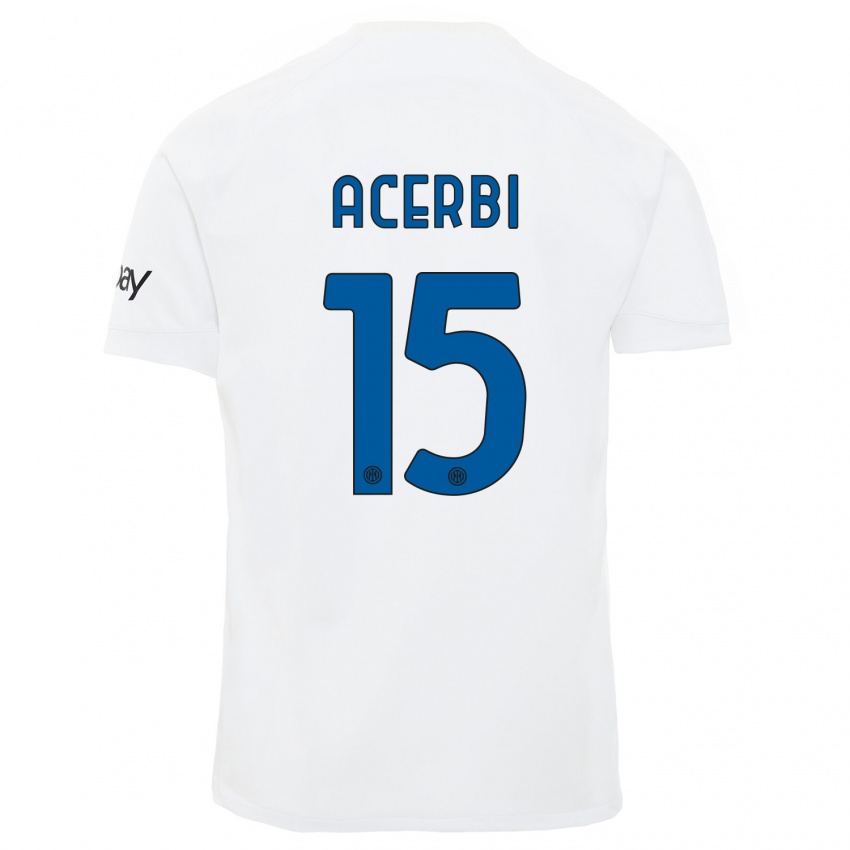 Hombre Camiseta Francesco Acerbi #15 Blanco 2ª Equipación 2023/24 La Camisa Chile