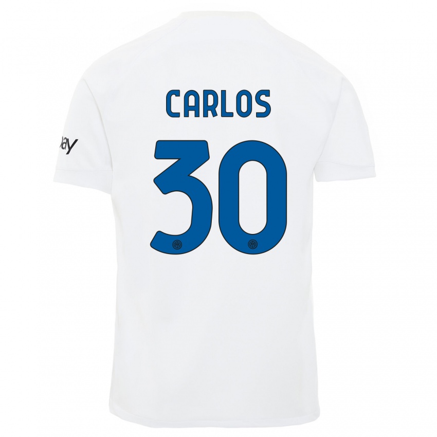 Hombre Camiseta Carlos Augusto #30 Blanco 2ª Equipación 2023/24 La Camisa Chile
