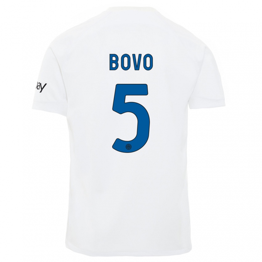 Hombre Camiseta Leonardo Bovo #5 Blanco 2ª Equipación 2023/24 La Camisa Chile