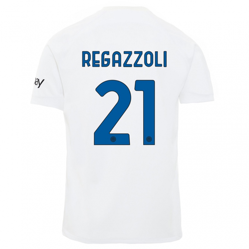 Hombre Camiseta Alice Regazzoli #21 Blanco 2ª Equipación 2023/24 La Camisa Chile