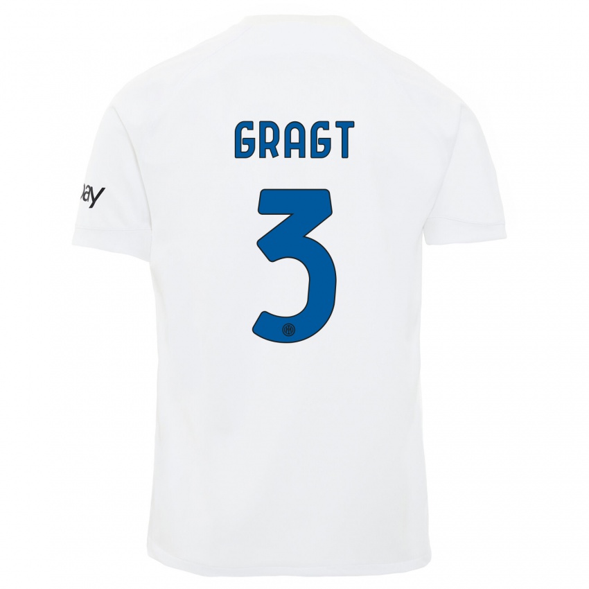 Hombre Camiseta Stefanie Van Der Gragt #3 Blanco 2ª Equipación 2023/24 La Camisa Chile