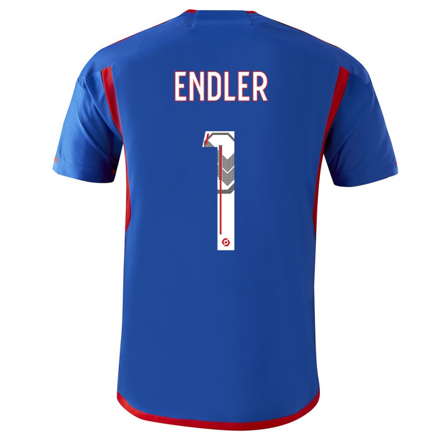 Hombre Camiseta Christiane Endler #1 Azul Rojo 2ª Equipación 2023/24 La Camisa Chile