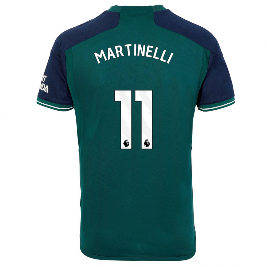 Hombre Camiseta Gabriel Martinelli #11 Verde Equipación Tercera 2023/24 La Camisa Chile
