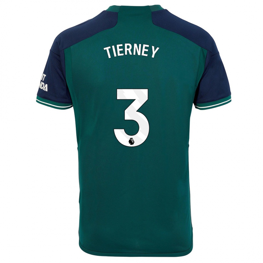 Hombre Camiseta Kieran Tierney #3 Verde Equipación Tercera 2023/24 La Camisa Chile