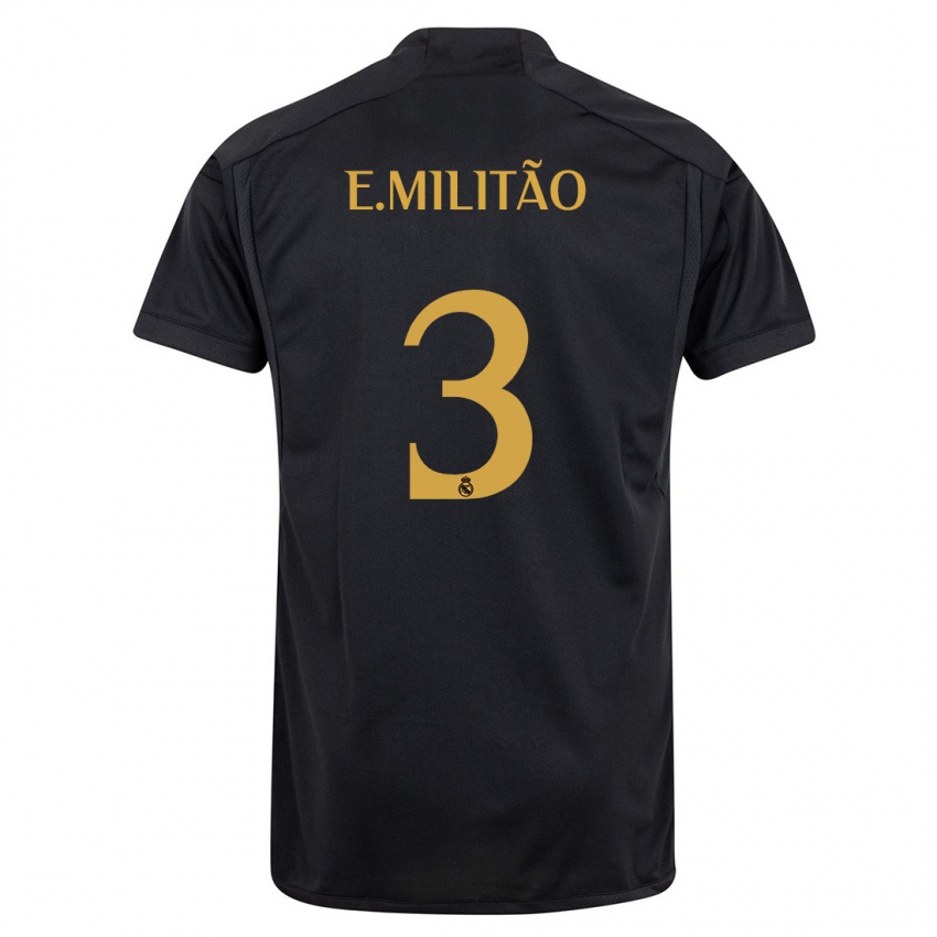 Hombre Camiseta Eder Militao #3 Negro Equipación Tercera 2023/24 La Camisa Chile