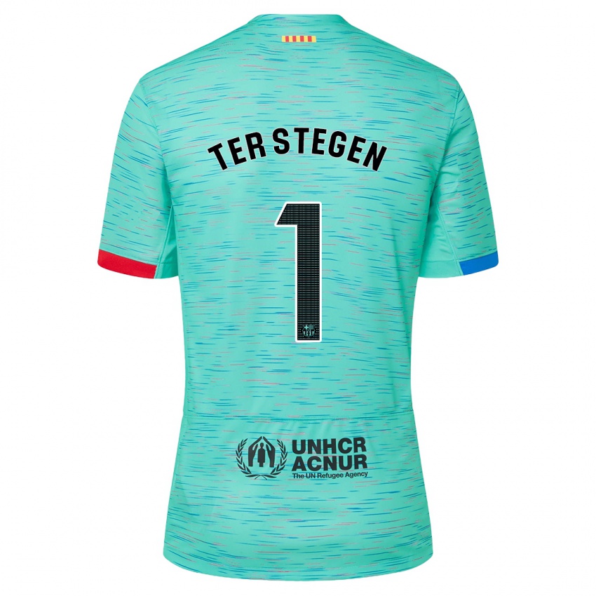 Hombre Camiseta Marc-Andre Ter Stegen #1 Aguamarina Clara Equipación Tercera 2023/24 La Camisa Chile