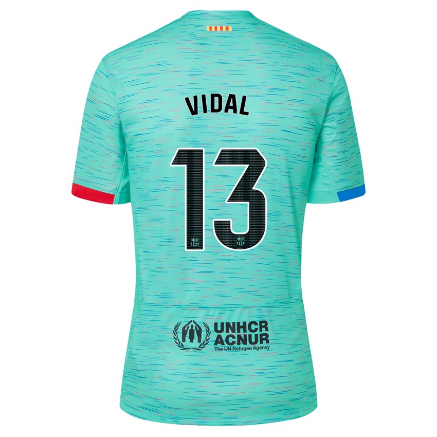 Hombre Camiseta Marc Vidal #13 Aguamarina Clara Equipación Tercera 2023/24 La Camisa Chile