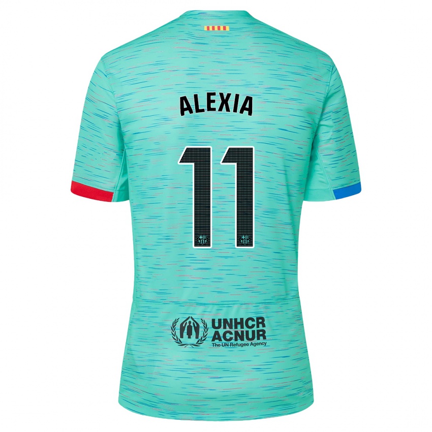 Hombre Camiseta Alexia Putellas #11 Aguamarina Clara Equipación Tercera 2023/24 La Camisa Chile