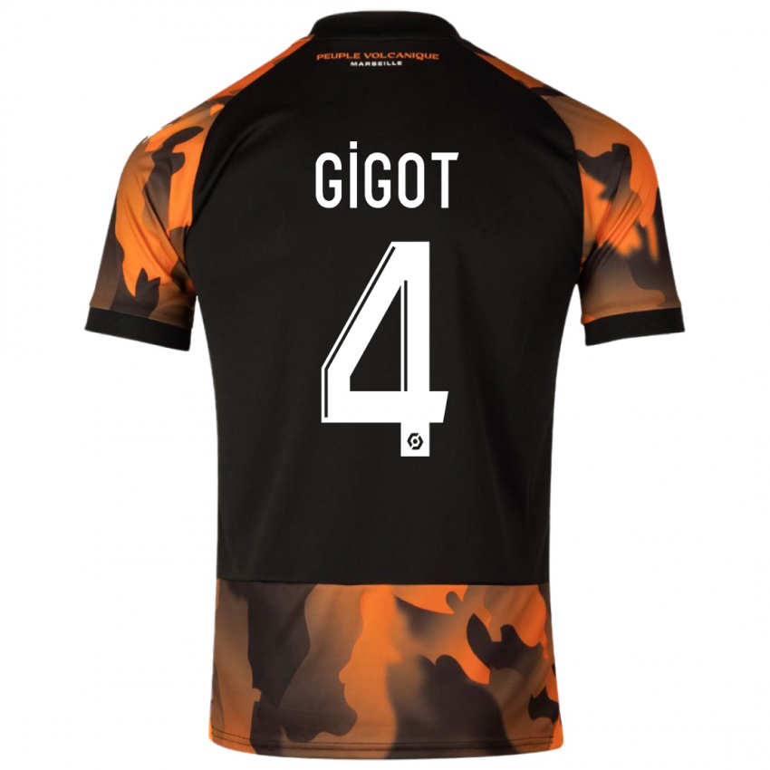 Hombre Camiseta Samuel Gigot #4 Negro Naranja Equipación Tercera 2023/24 La Camisa Chile