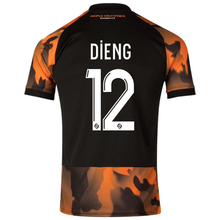 Hombre Camiseta Bamba Dieng #12 Negro Naranja Equipación Tercera 2023/24 La Camisa Chile