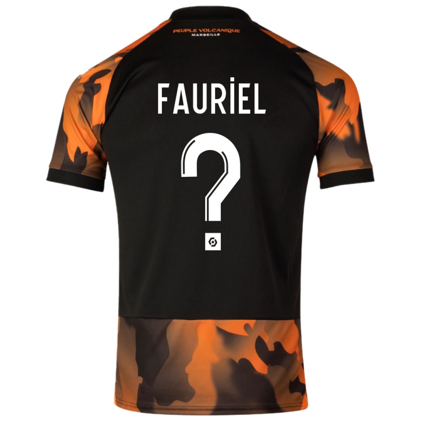 Hombre Camiseta Lois Fauriel #0 Negro Naranja Equipación Tercera 2023/24 La Camisa Chile