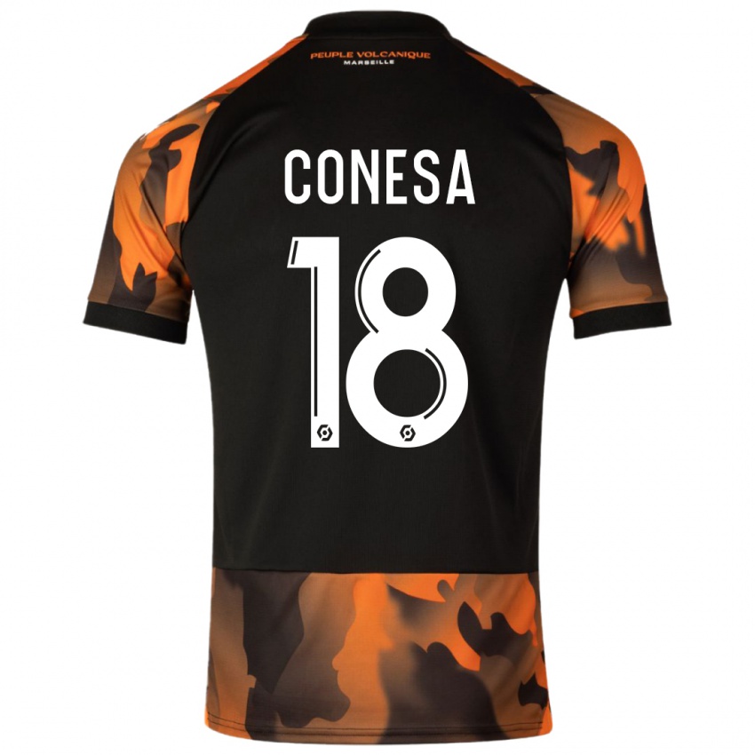 Hombre Camiseta Anna Conesa #18 Negro Naranja Equipación Tercera 2023/24 La Camisa Chile
