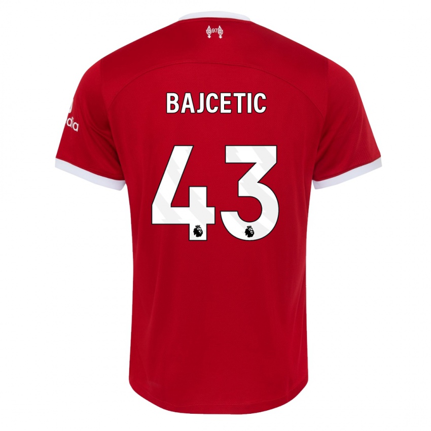 Mujer Camiseta Stefan Bajcetic #43 Rojo 1ª Equipación 2023/24 La Camisa Chile