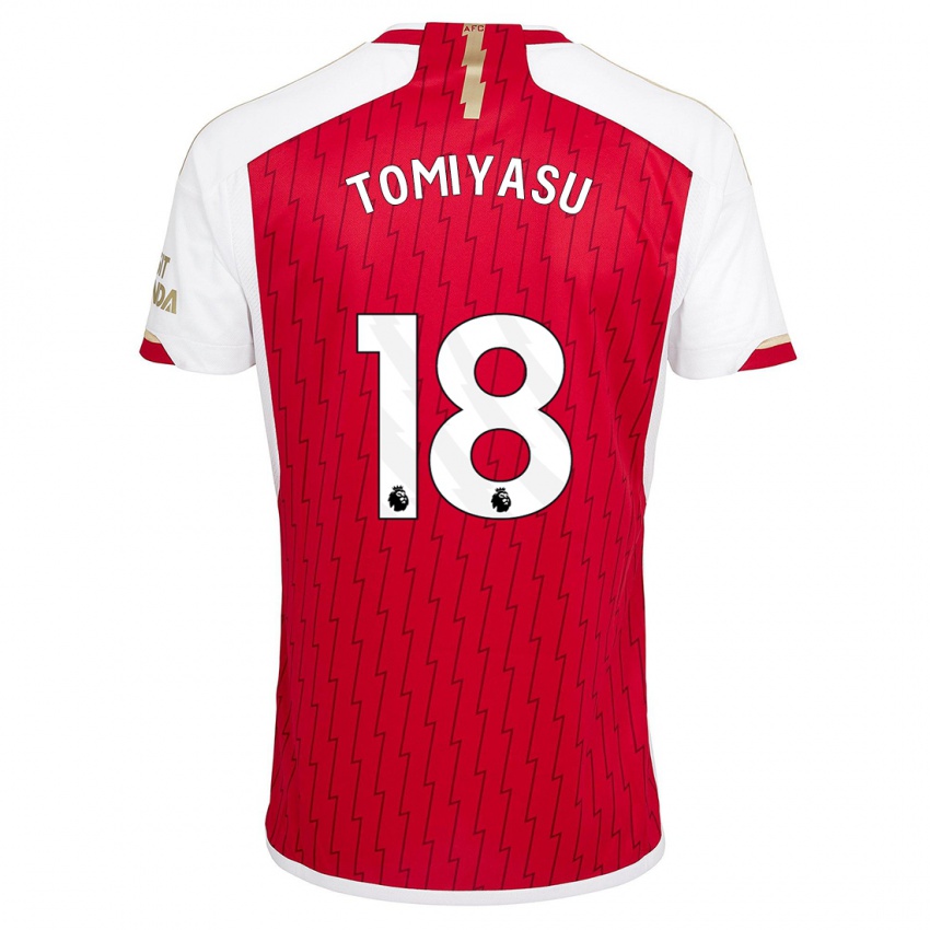 Mujer Camiseta Takehiro Tomiyasu #18 Rojo 1ª Equipación 2023/24 La Camisa Chile