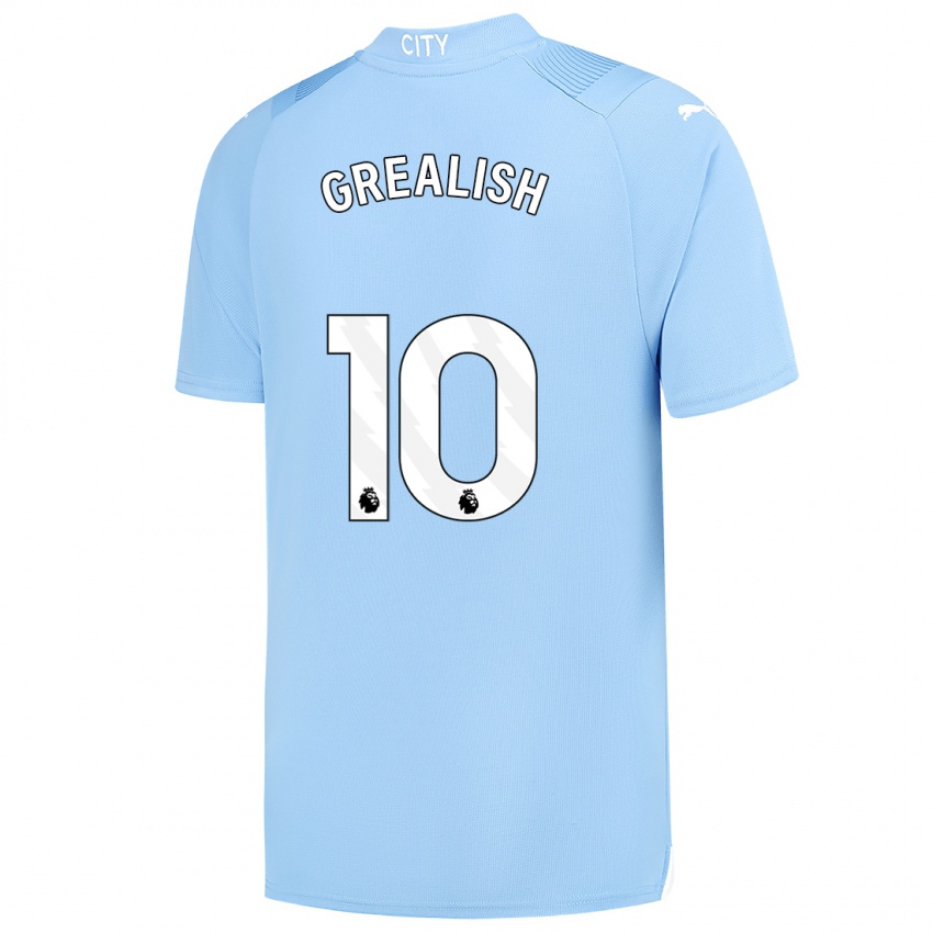 Mujer Camiseta Jack Grealish #10 Azul Claro 1ª Equipación 2023/24 La Camisa Chile