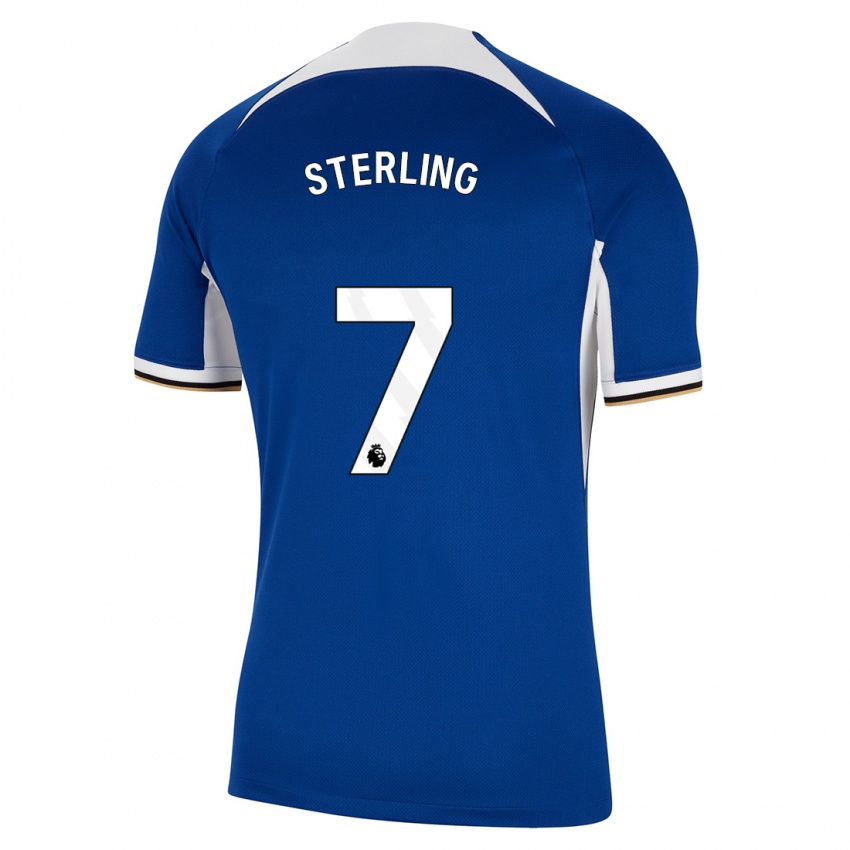 Mujer Camiseta Raheem Sterling #7 Azul 1ª Equipación 2023/24 La Camisa Chile