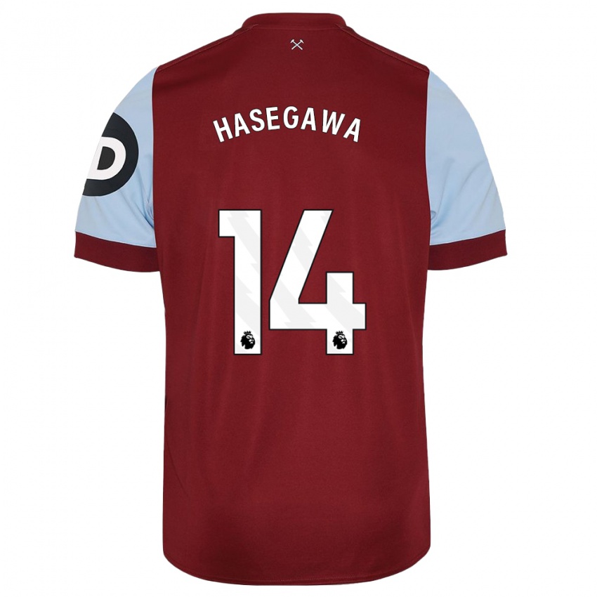 Mujer Camiseta Yui Hasegawa #14 Granate 1ª Equipación 2023/24 La Camisa Chile