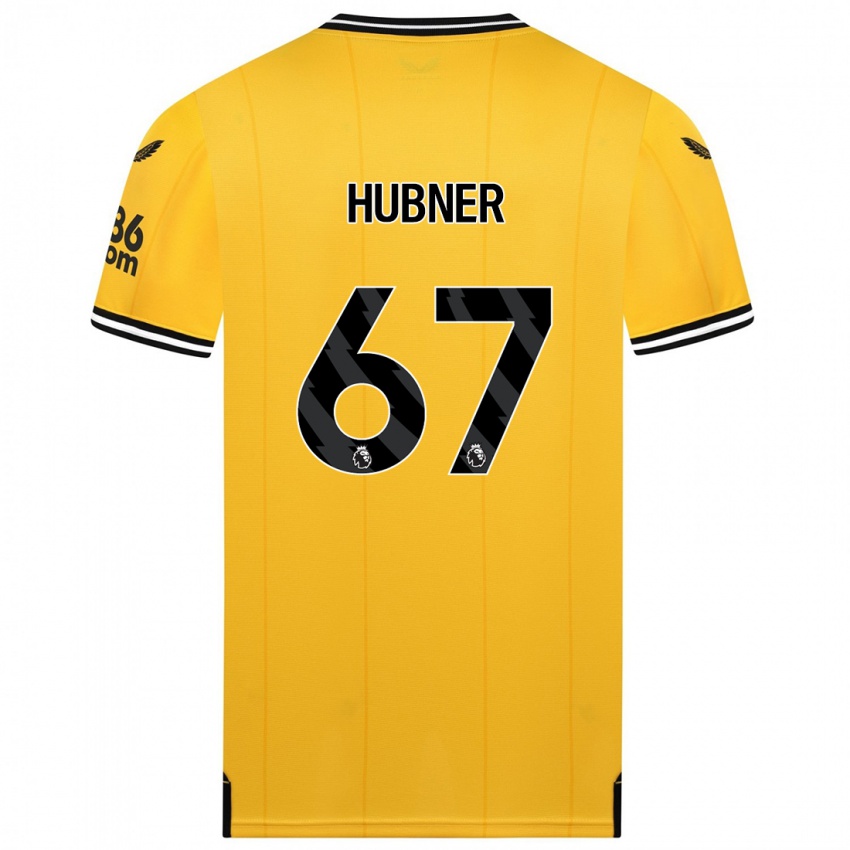 Mujer Camiseta Justin Hubner #67 Amarillo 1ª Equipación 2023/24 La Camisa Chile