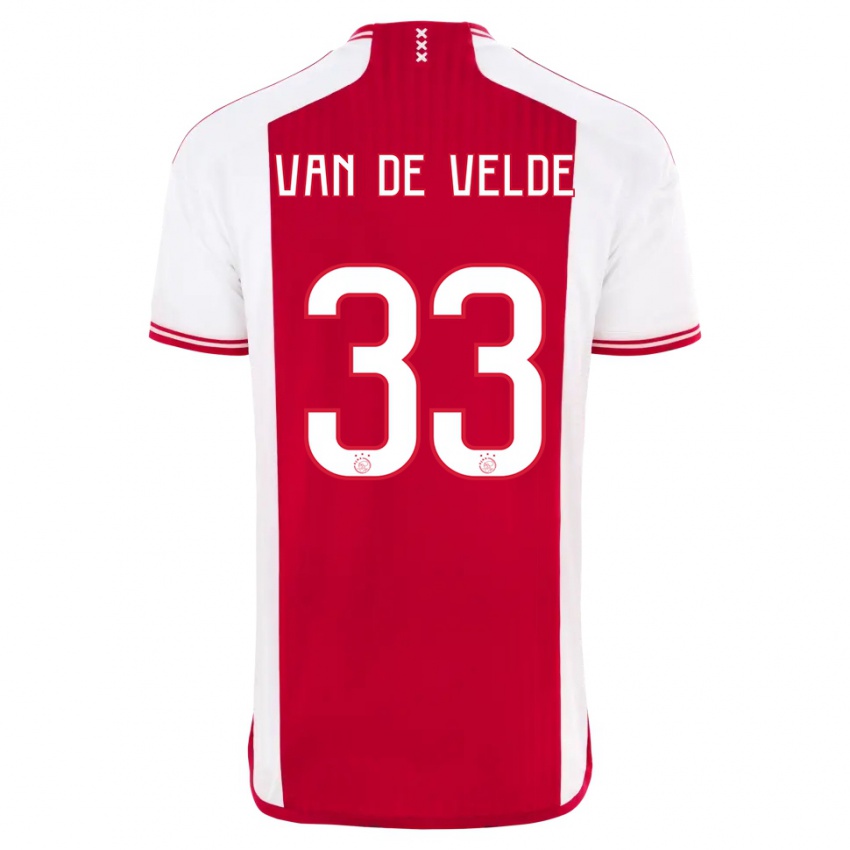 Mujer Camiseta Jonna Van De Velde #33 Rojo Blanco 1ª Equipación 2023/24 La Camisa Chile