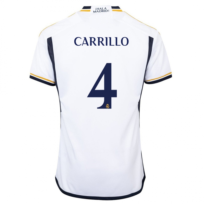 Mujer Camiseta Alvaro Carrillo #4 Blanco 1ª Equipación 2023/24 La Camisa Chile