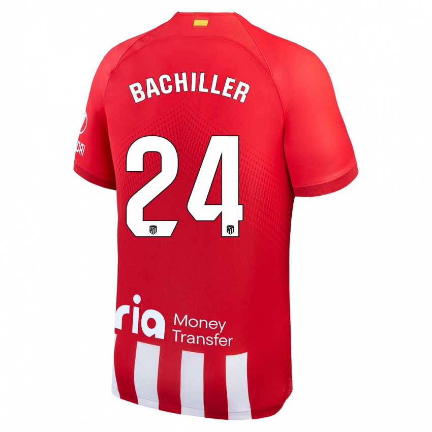 Mujer Camiseta Iker Bachiller #24 Rojo Blanco 1ª Equipación 2023/24 La Camisa Chile
