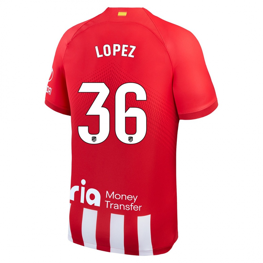 Mujer Camiseta David Lopez #36 Rojo Blanco 1ª Equipación 2023/24 La Camisa Chile