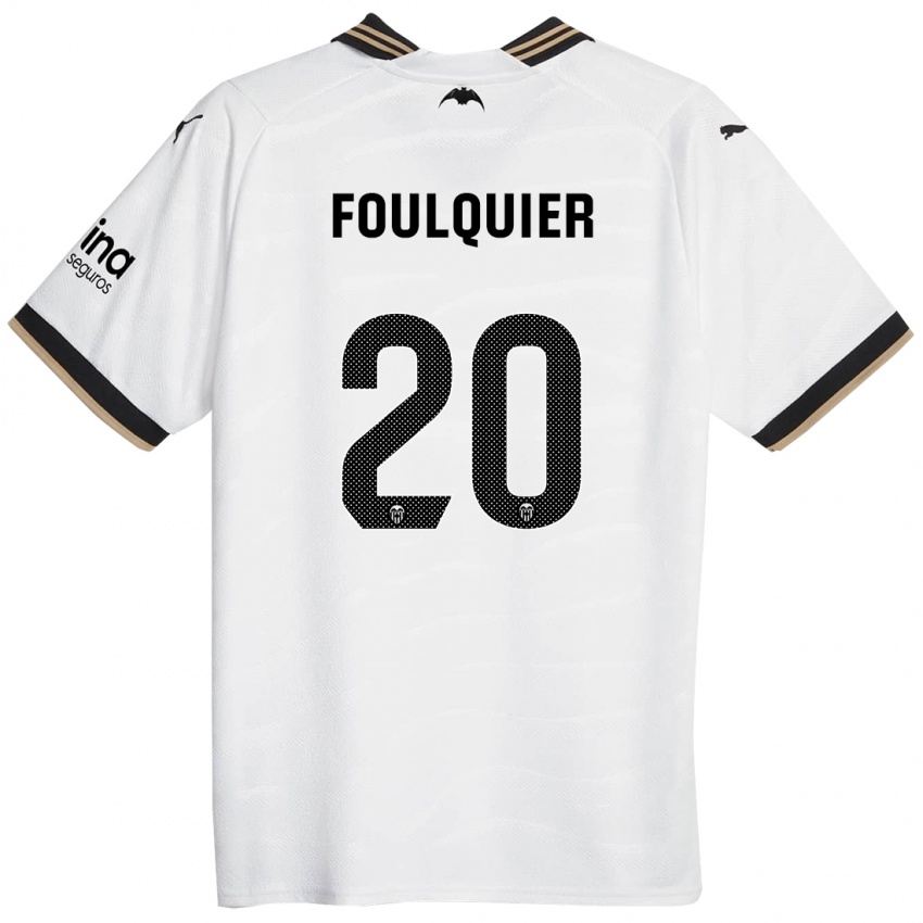 Mujer Camiseta Dimitri Foulquier #20 Blanco 1ª Equipación 2023/24 La Camisa Chile