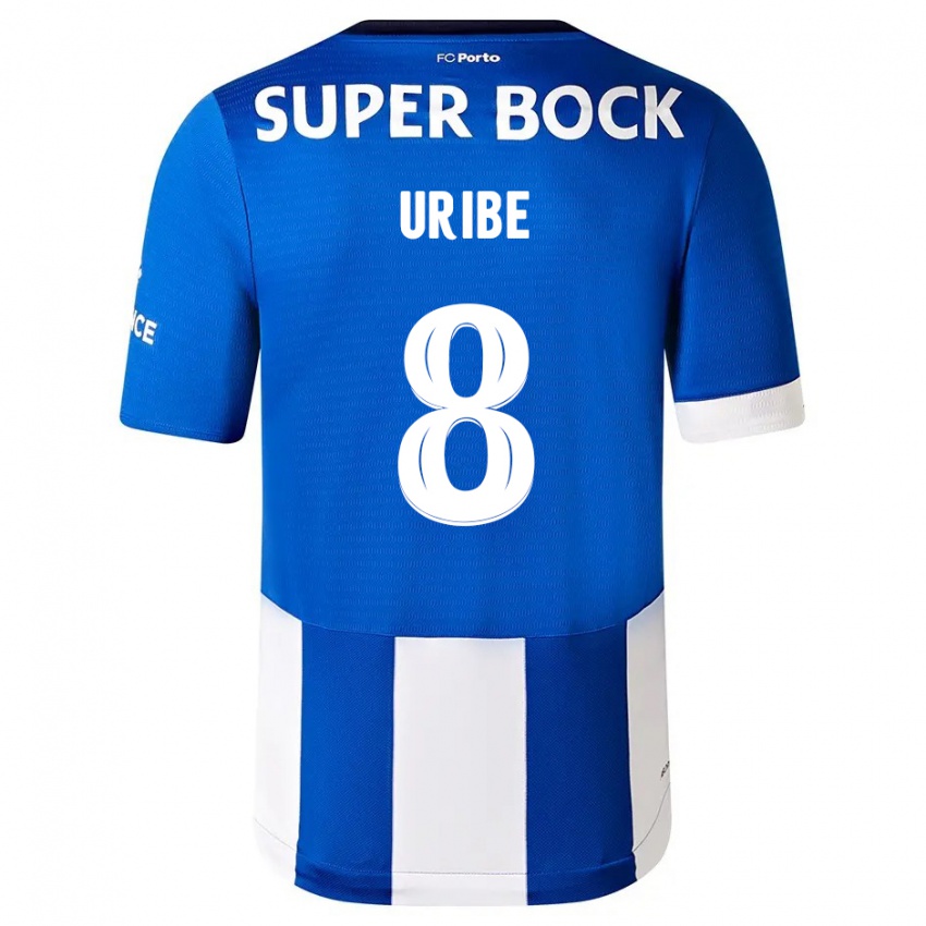 Mujer Camiseta Mateus Uribe #8 Azul Blanco 1ª Equipación 2023/24 La Camisa Chile
