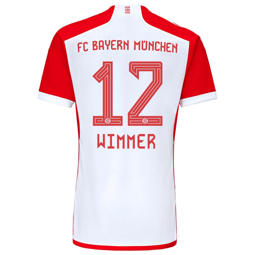 Mujer Camiseta Benedikt Wimmer #12 Rojo Blanco 1ª Equipación 2023/24 La Camisa Chile