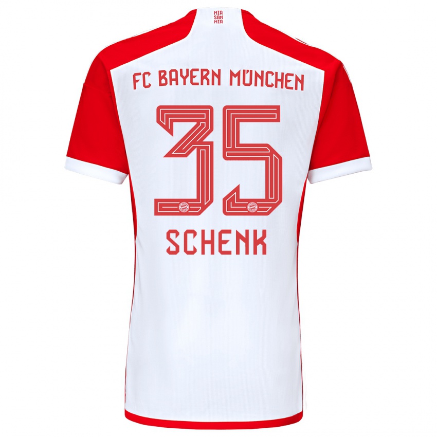 Mujer Camiseta Johannes Schenk #35 Rojo Blanco 1ª Equipación 2023/24 La Camisa Chile
