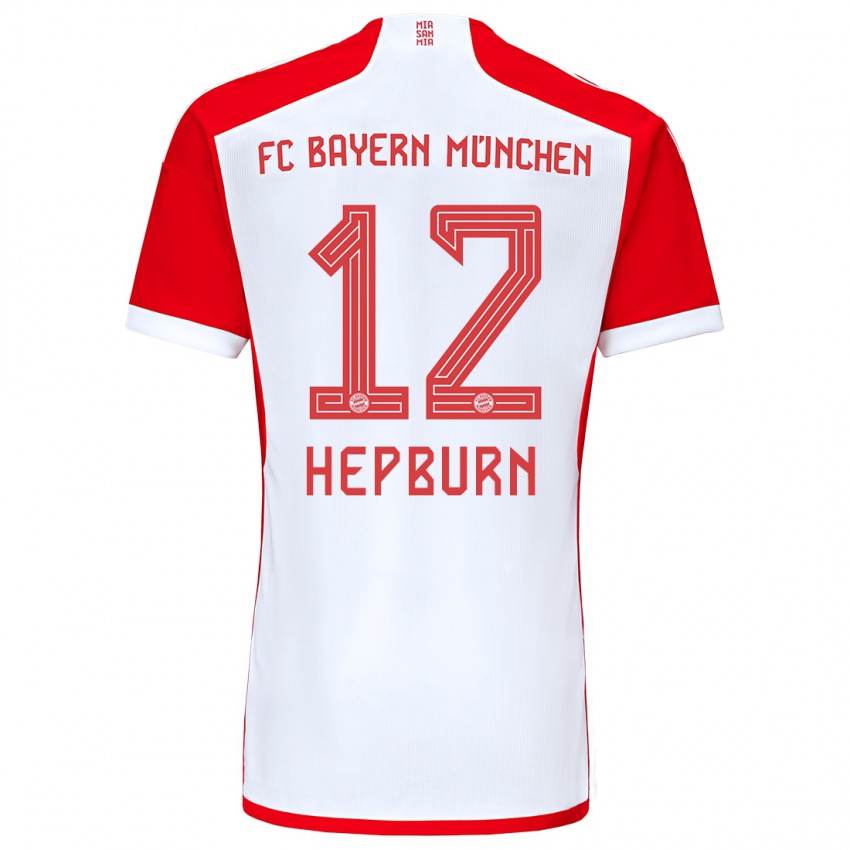 Mujer Camiseta Barry Hepburn #12 Rojo Blanco 1ª Equipación 2023/24 La Camisa Chile
